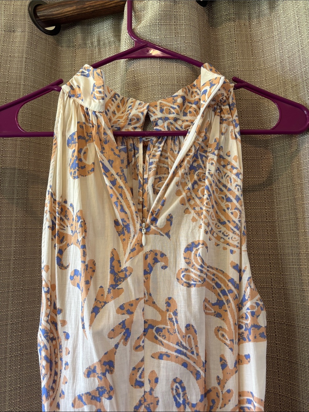 NWOT Zara Belted Paisley Printed Halter Mini Dress Tan Cream size Small - Picture 5 of 7